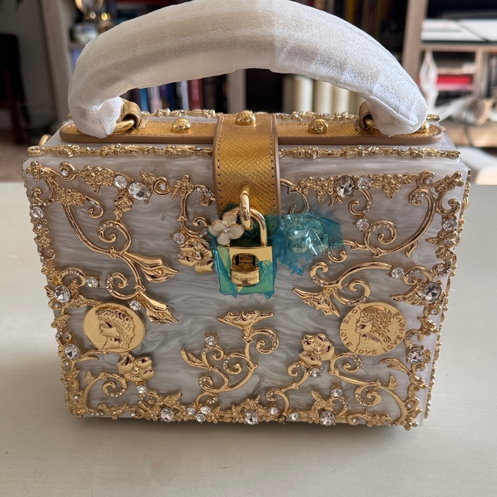 Elegant Gold and White Embellished decor box